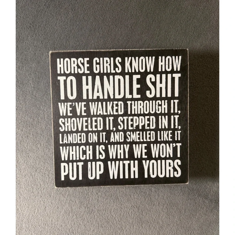 Primitives by Kathy Horse‎ Girls Know How To Handle Box Sign Black Wood 8x8